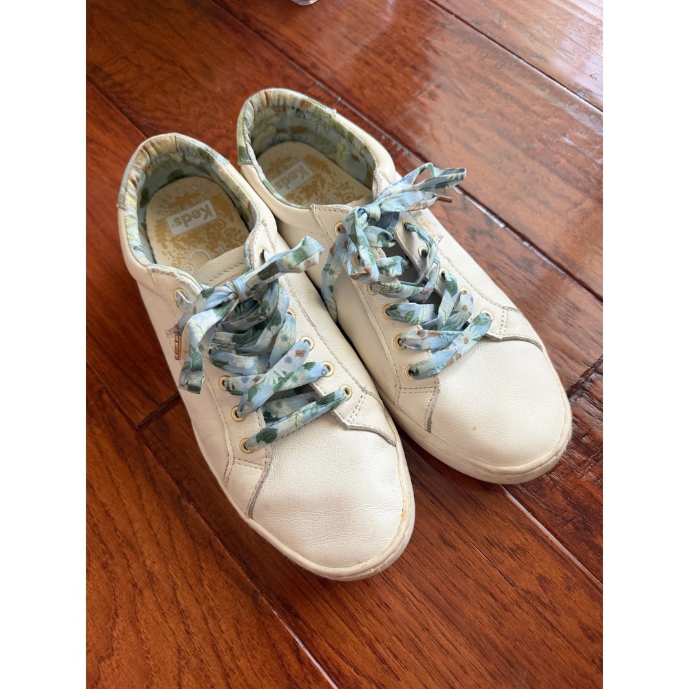 Keds x Rifle Paper Co Blue Fields Leather Ace Sneakers Womens 7.5 Cottagecore